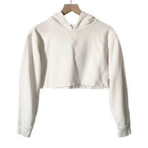 Lululemon All Yours Cropped Hoodie in White Cotton Terry Size 6